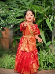 Red Katan Silk Baby Ready Saree - Image 4