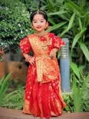 Red Katan Silk Baby Ready Saree - Image 3