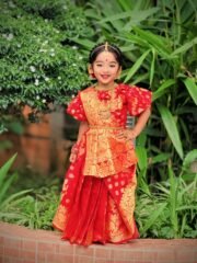 Red Katan Silk Baby Ready Saree - Image 2