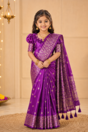 Purple Japanese Silk Baby Ready Saree