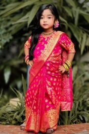 Royal Pink Katan Silk Baby Ready Saree.