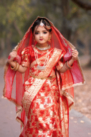 Bridal Inspired Red Banarasi Katan Silk Baby Ready Saree with Matching Blouse, Petticoat & Orna